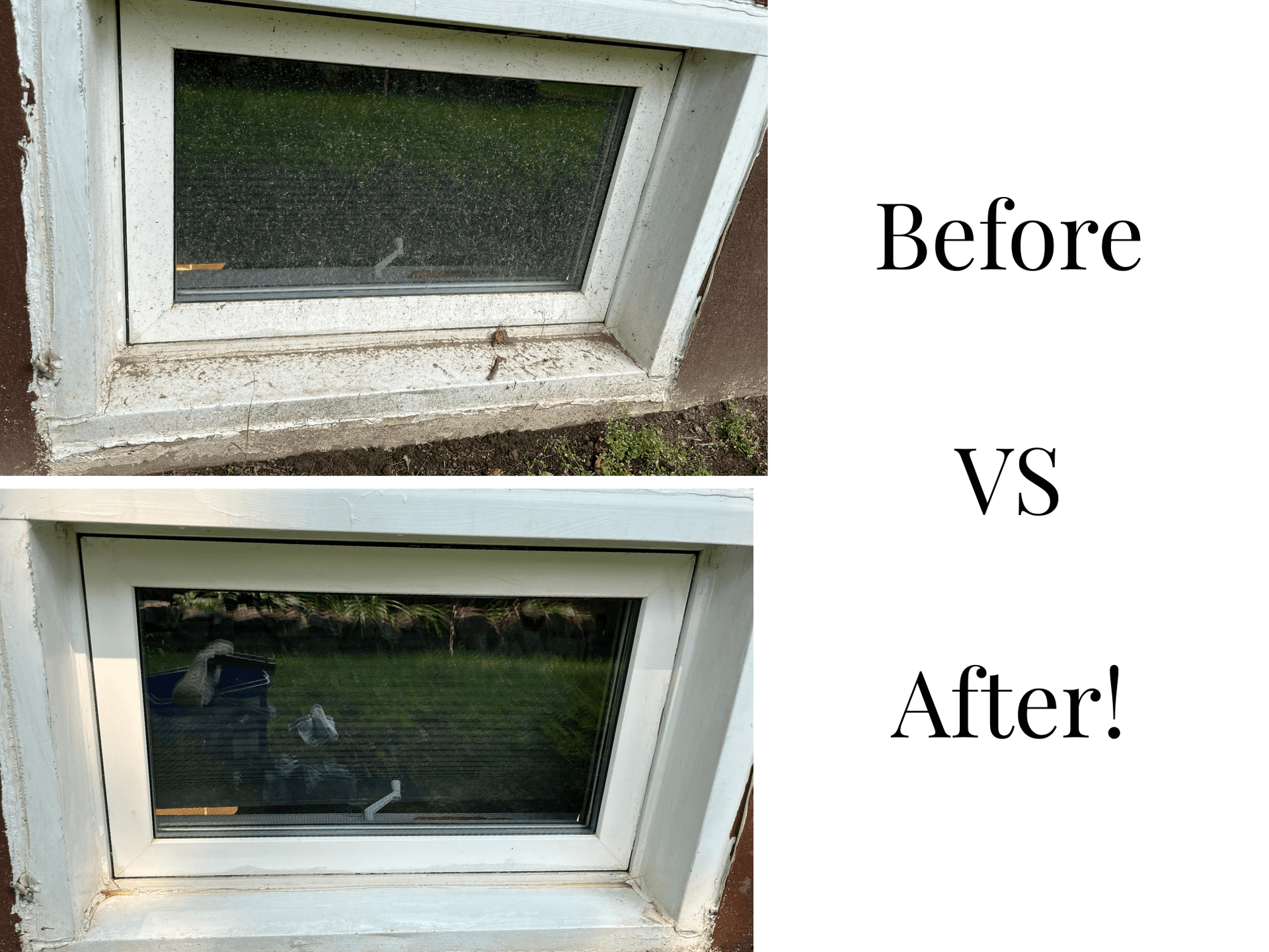 Before and after window cleaning comparison showing significant improvement in clarity